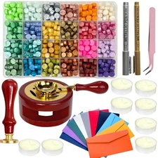 Wax Seal Kit, 624 Pcs 24 Colors Sealing Beads, 1 Pcs Stamp,Sealing Wax Warmer...