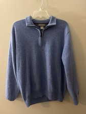 Daniel Cremieux Signature Collection Light Blue Cashmere Quarter Zip Mens Large