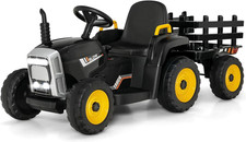Ride on Tractor with Trailer, 12V Electric Vehicle for Kids, 3-Gear-Shift Ground