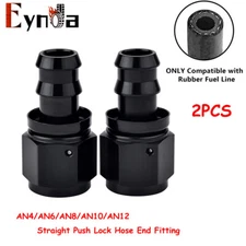 2PCS 4AN/6AN/8AN/10AN/12AN Straight Push Lock Hose End Fitting Fuel Line Adaptor