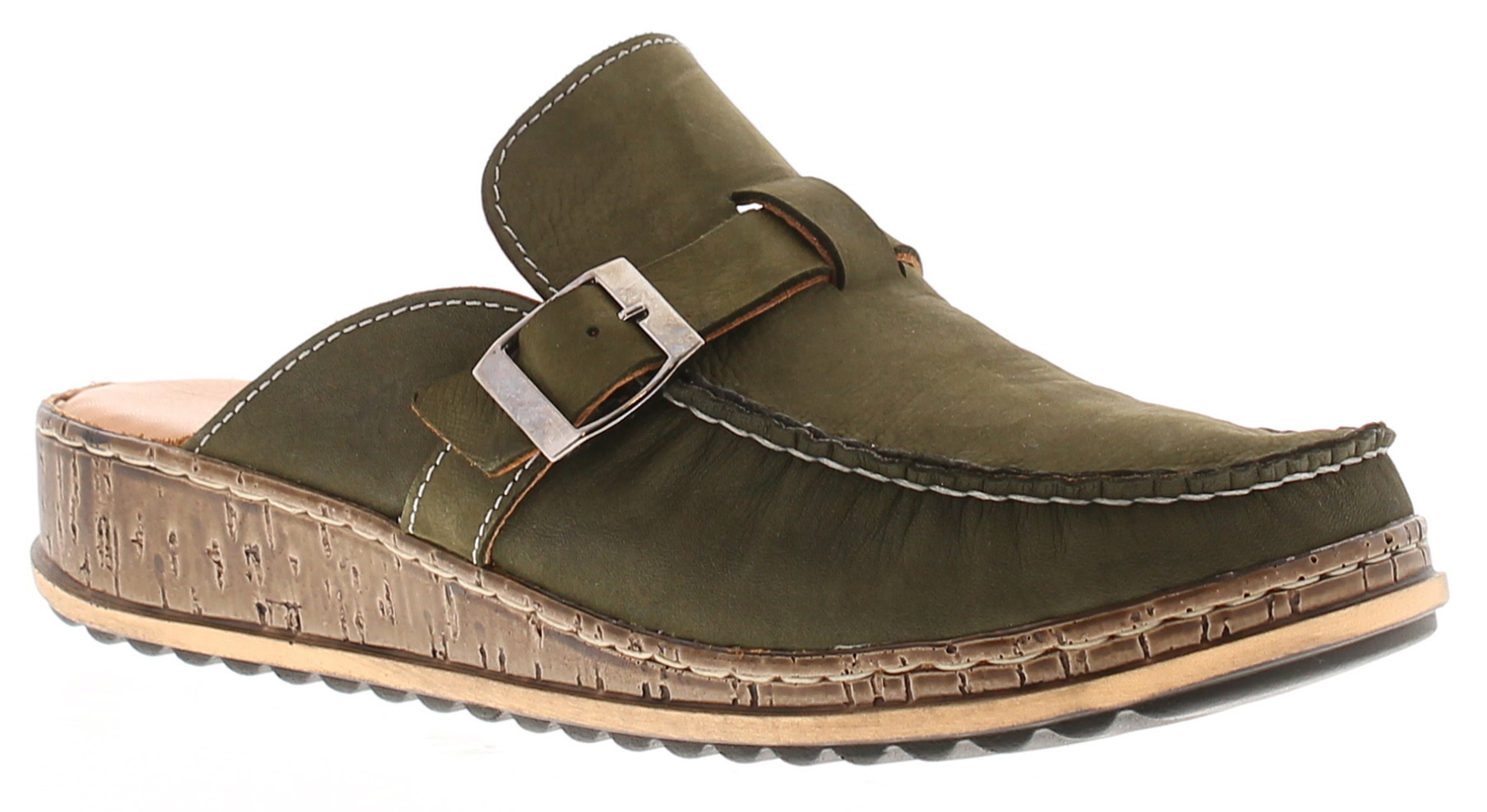 Hush Puppies Donna Zeppa Sabot Scarpe SORCHA Pelle Slip On Verde Taglia UK 5