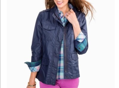 Southern Tide Hudson Womens Blue Water-Resistant Waxed Coated Jacket NWT XS $225