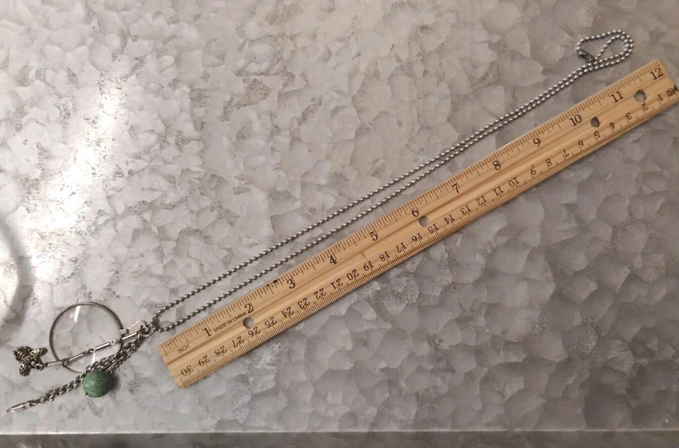 Collar de 26" con cadena de bola estilo Chatelaine lente óptica sin firmar, ¡abeja y piedra! Foto 4 de 4