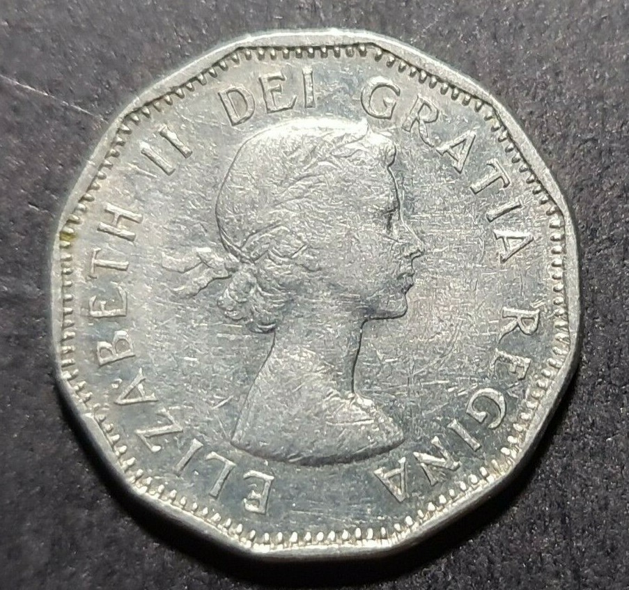 Canada Coin, 1960-5 Cents - Elizabeth II 1st portrait, nickel, KM