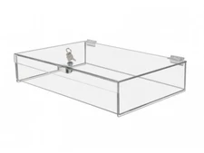 16"W x 10"D x 3"H Acrylic Locking Display Case with Lid and Keys