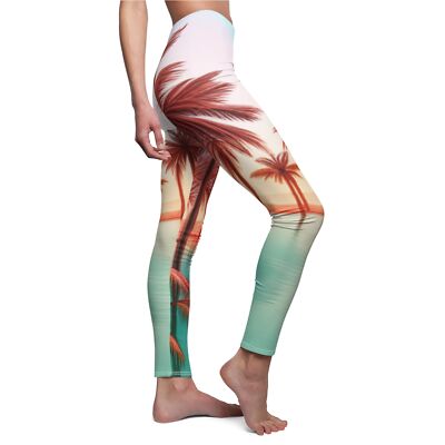 Palm Trees and Flamingos Women's Cut Sew Casual Leggings (AOP