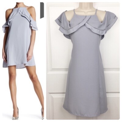 Dee Elly Ruffle Cold Shoulder Dress Womens Size M