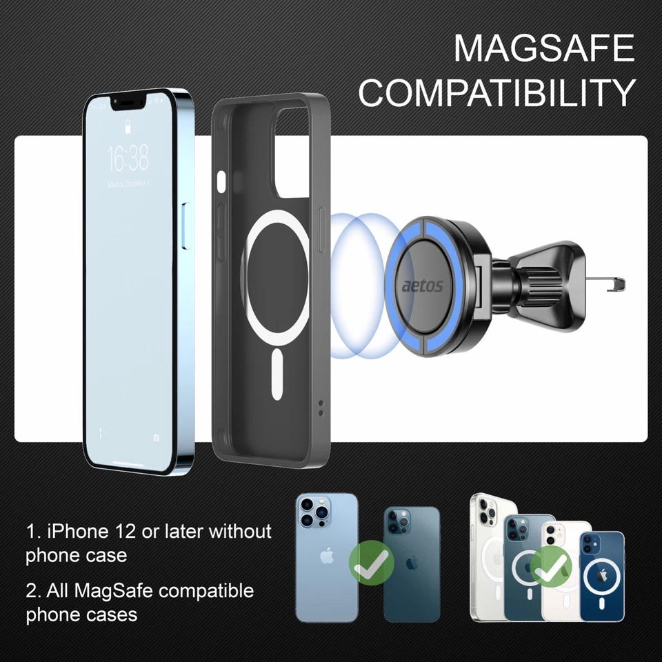 MagSafe Compatible Patented 3 in 1 Car Mount Holder with J Hook Vent Mount - Image 3 of 4