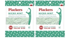 2 Pack Plackers Micro Mint Dental Floss Picks, 150 Count per Bag (300 ct Total)