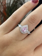 Pink white cubic zirconia Bridal bridesmaid wedding engagement anniversary ring