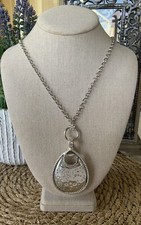 WEARABLE ART BY ROMAN silver toned bold tear drop Pendant magnetic  W/ 30  Chain