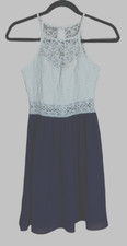 I.N. San Francisco Spaghetti Strap White Lace Bodice Navy Blue Skirt Size 3