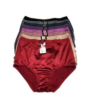 Women High Waist Full Coverage Shiny Smooth Silky Satin Brief Panties Underwear