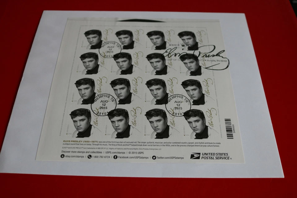 K-3, USA 2015 Kleinbogen KLB Elvis Presley (1935-1977) Memphis TN auf FDC ESST - Bild 1 von 1