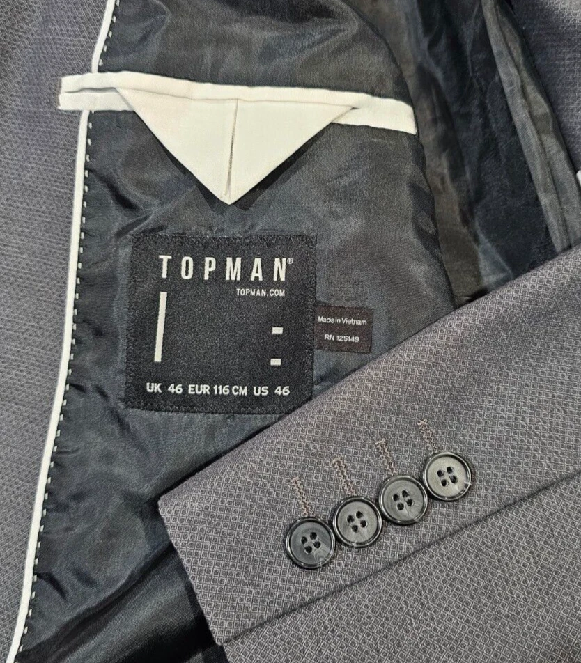 Blazer Chaqueta Deportiva Topman Moderna Pico Cosido Solapa Talla 46R *EXCELENTE* Foto 3 de 4