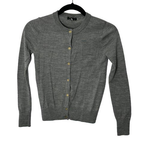 J. Crew Jackie Cardigan Sweater Womens Sz XS Gray 100% Merino Wool Knit Button