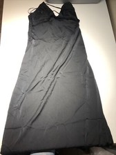 Forever21 Black Satin Ruffle-Trim Maxi Dress Large