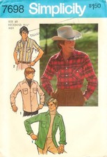 Vintage 1976 Simplicity  7698 Sewing Pattern: Men's Shirt Size: 40