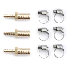 U.S. Solid 3pcs Brass Hose Barb Reducer Fitting Kits With 6 Clamps 1/2" To 1/4"