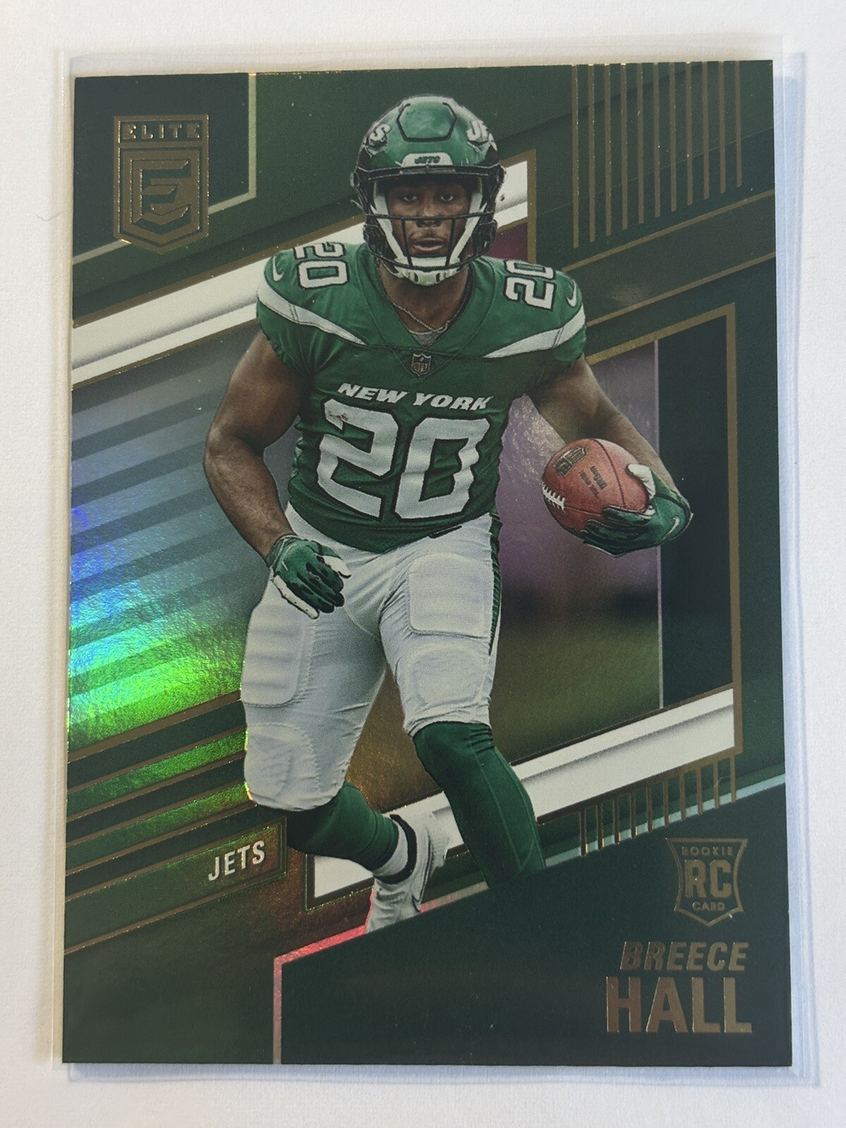 BREECE HALL 2022 PANINI DONRUSS ELITE "GREEN FOIL" ROOKIE FOOTBALL CARD-#108-JET