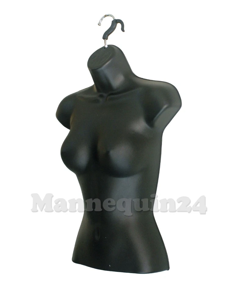 MALE FEMALE CHILD & TODDLER TORSO MANNEQUIN FORMS SET BLACK +1 STAND + 4 HANGERS - Image 3 of 4