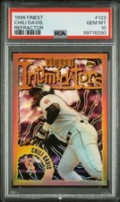1996 Topps Finest Chili Davis INTIMIDATORS REFRACTOR PSA 10 GEM #123 California