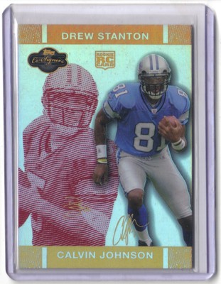 CALVIN JOHNSON STANTON 2007 TOPPS CO-SIGNERS CHANGING FACES HOLOGOLD RED 35/50