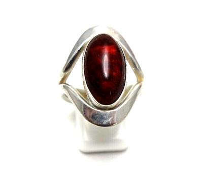 Nils Erik From wundervoller Bernstein Ring oval 925er Silber RG.54 Dänemark