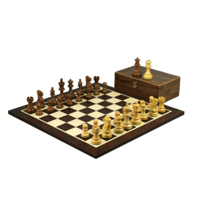 Wenge Schachspiel 21 Zoll mit gewichtetem Sheesham Classic Staunton Schachfiguren 3,7