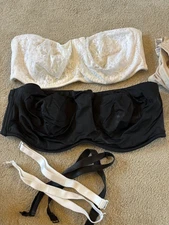 Marks & Spencer 2 x Multi Way Bras 40DD white lace black bandeau w/ straps Excon