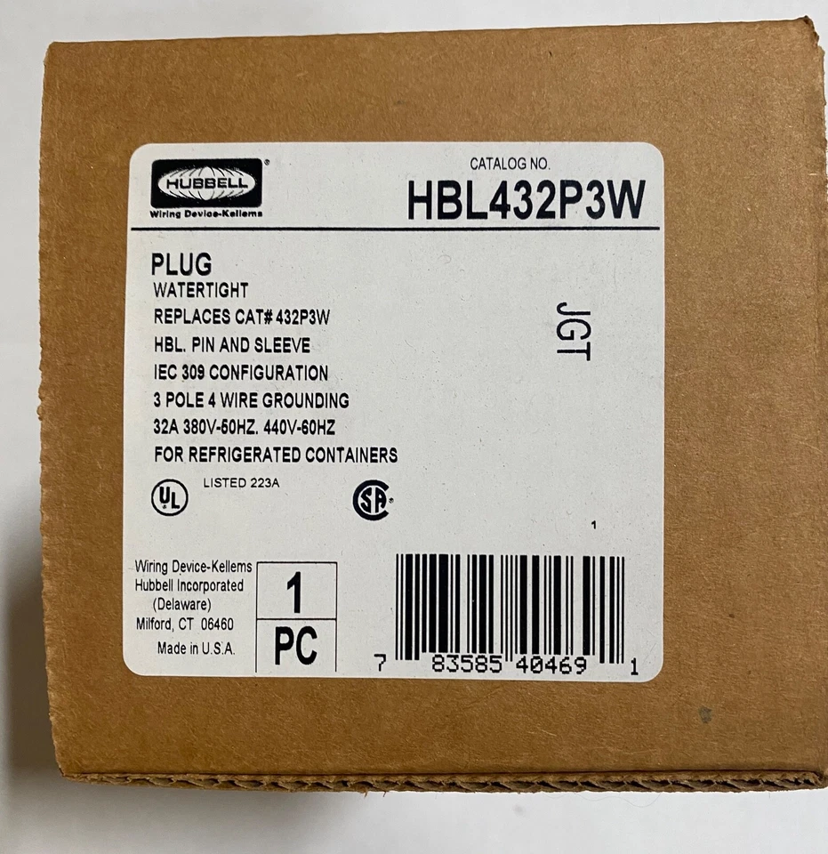 Hubbell NSB HBL432P3W Plug Pin And Sleeve 3P 32A 440V Red 4Wire - Image 2 of 2