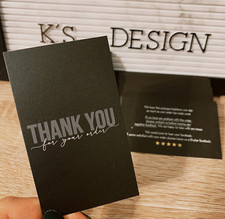 50 Thank You For Your Order Cards for Small Business - High Quality-Matte Black