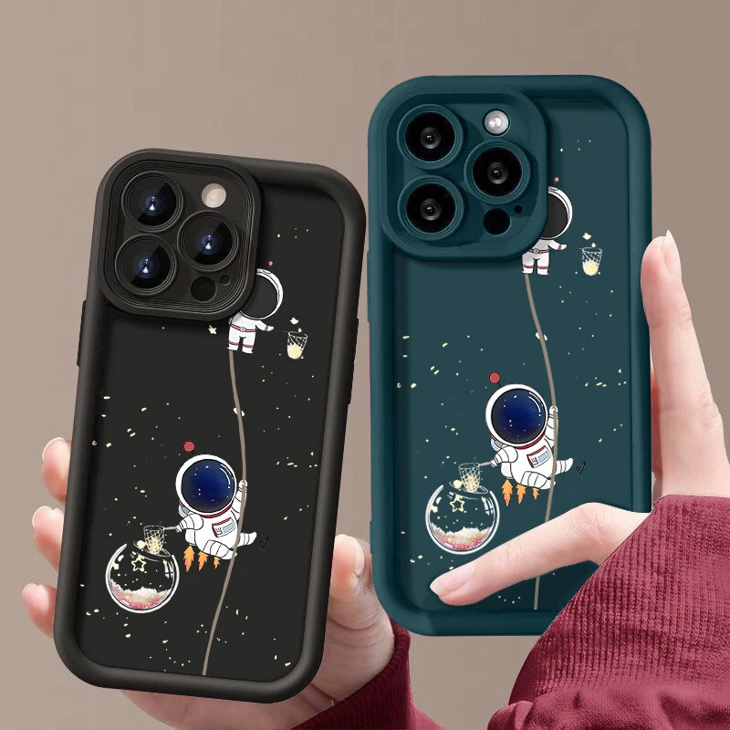 Astronaut Cartoon Phone Case For iPhone 16 Pro Max 15 14 13 12 11 Soft TPU Cover - Image 2 of 4