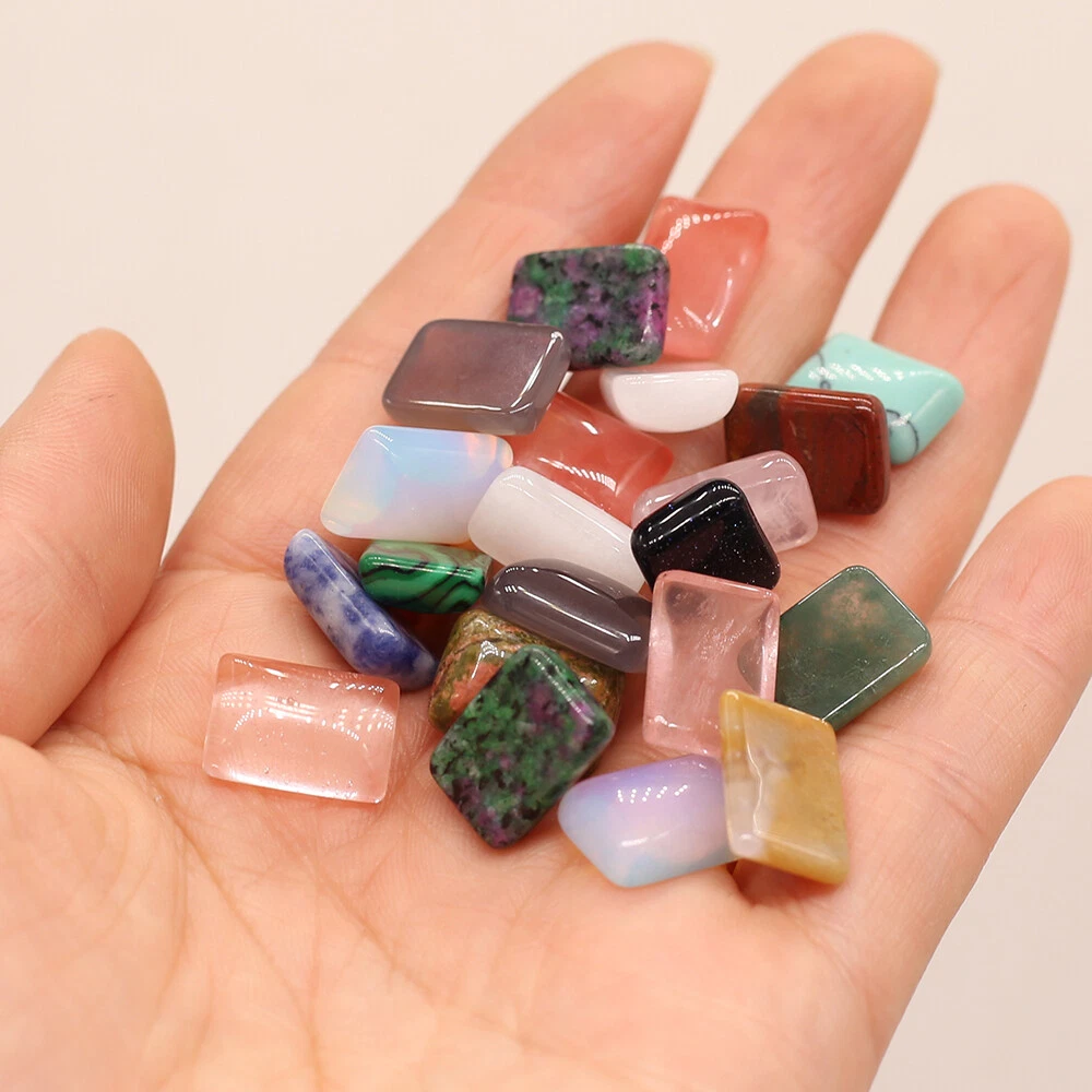20 Pcs Rectangle Cabochon Flat back Natural Stone Cabochon for Jewelry Making image 5