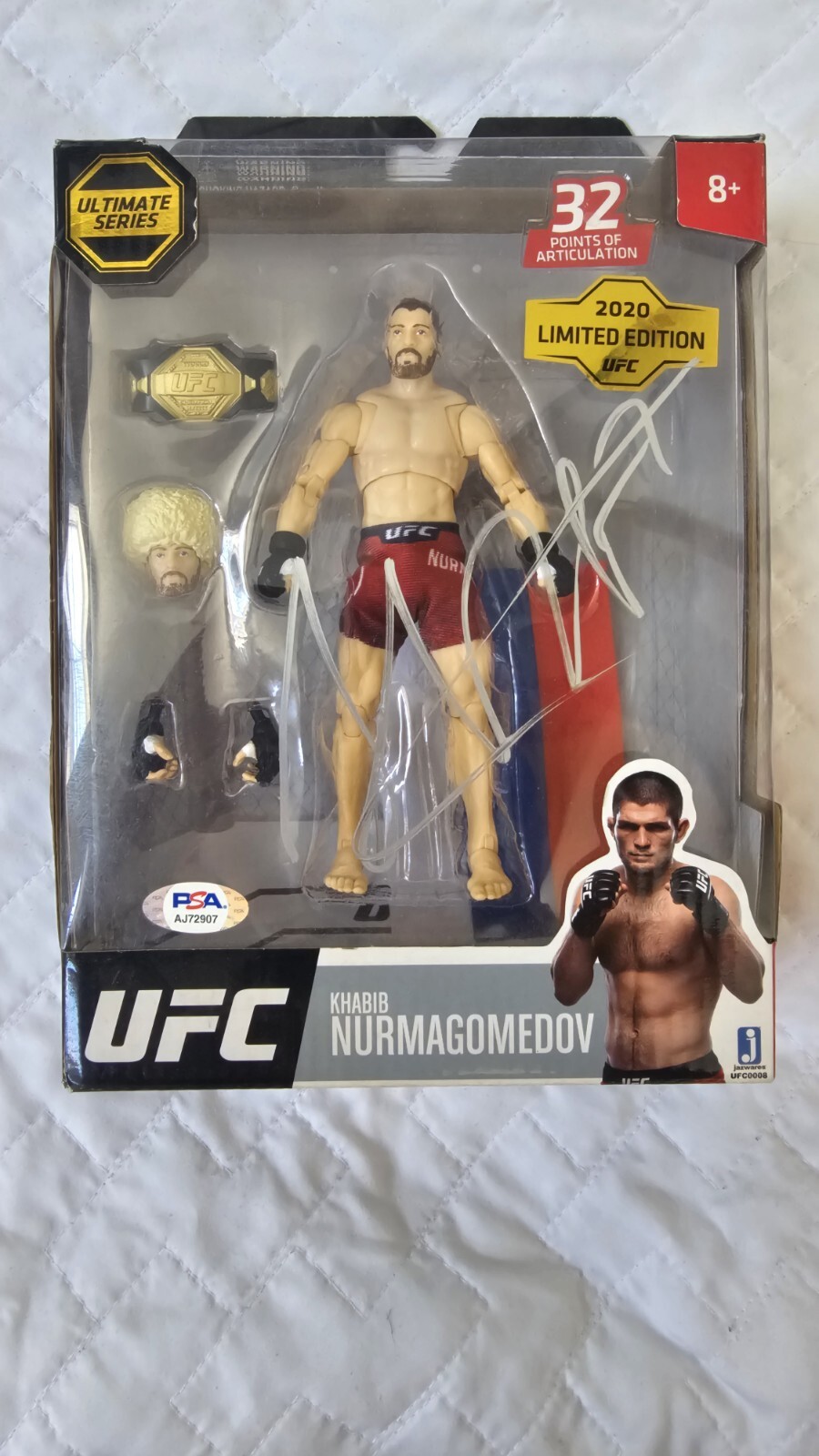Khabib Nurmagomedov Ultimate Series 1 Figure Autograph Red Ink PSA/ DNA COA