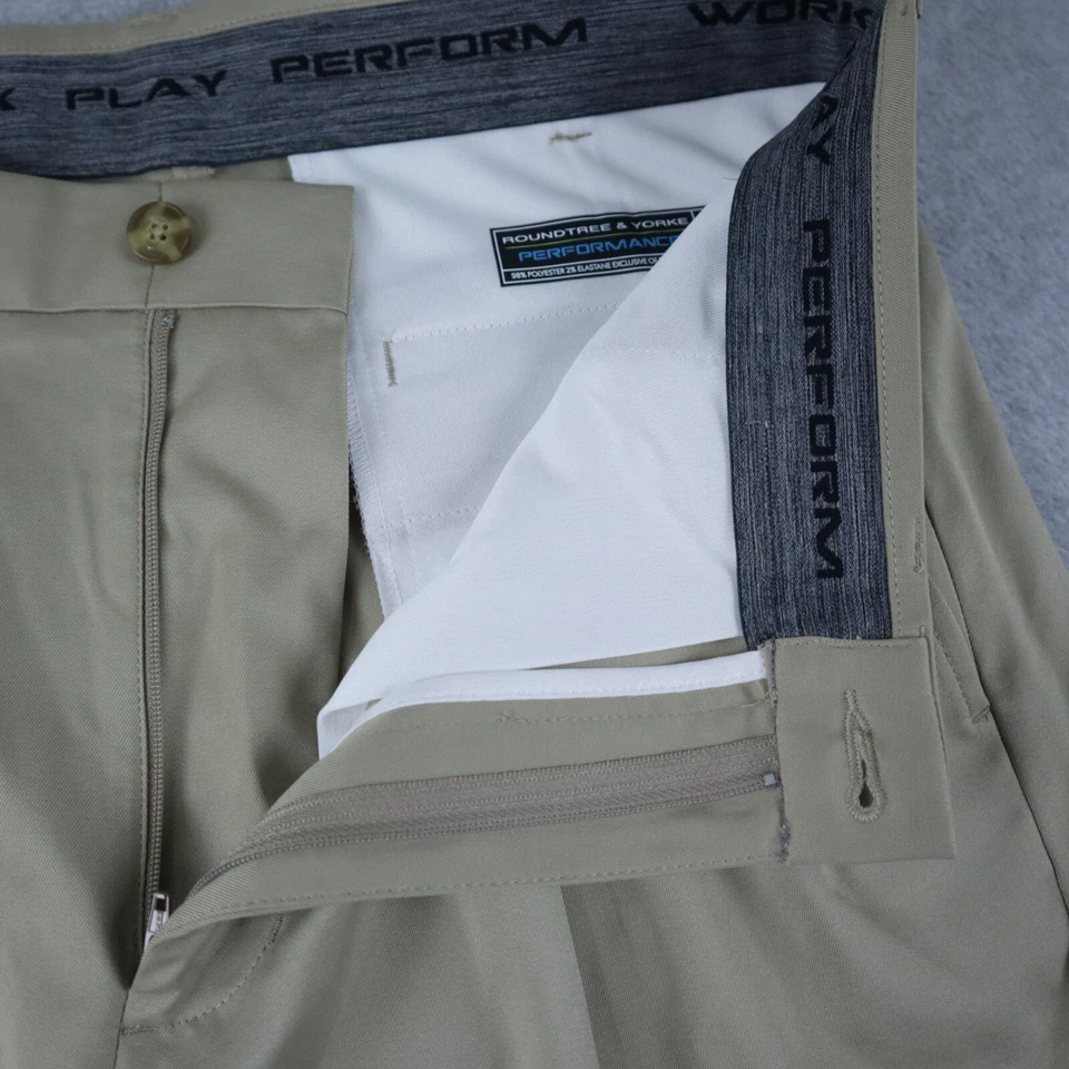 Мужские шорты Roundtree & Yorke 32 Classic Fit Performance для гольфа плиссированные бежевые новые с ценниками - Изображение 4 из 4
