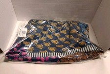 Women  s Color Block Print Scarf Navy New