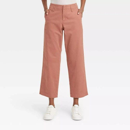A New Day Womens High Rise Straight Ankle Stretch Chino Pants Brown Size 8 NEW