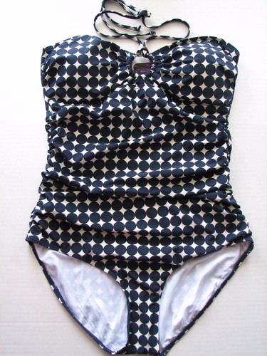 BEACH BABE Bandeau Maillot Ringed Shirred Swimsuit Bathing Suit One Piece 10 - 第 1/4 張圖片
