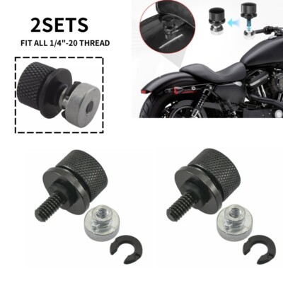 2 Sets Aluminum Rear Seat Mount Bolt Screw Cap Cover & Nuts For Harley Davidson
