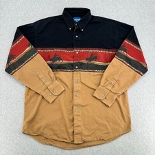 Wrangler Western Shirt Men's Large Tribal Native Horse Embroidered Vintage 70s