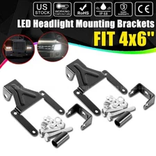 2x 4x6" Inch Square LED Headlight Work Lamp Mounting Y-Brackets Black Universal