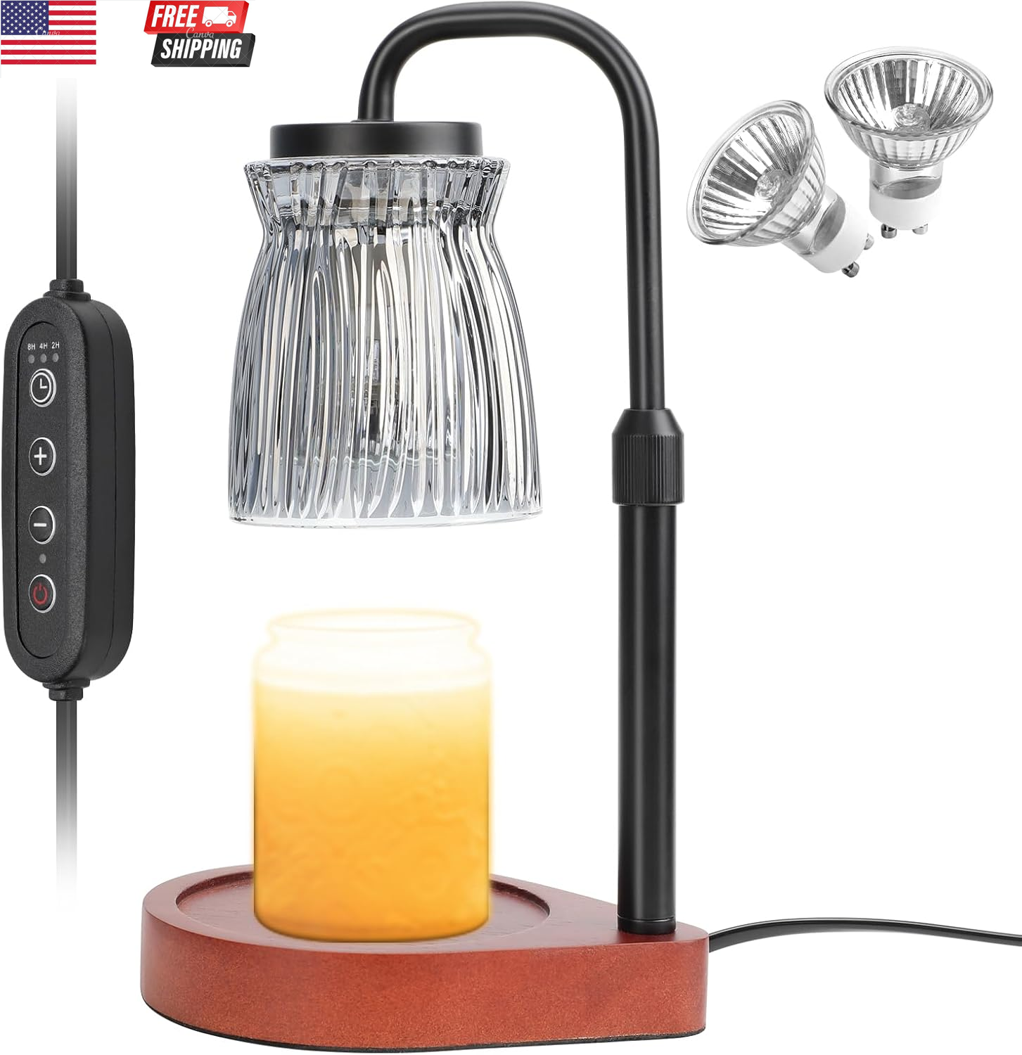 4-Level Stepless Dimming Candle Warmer Lamp with Timer & Adjustable Height-image