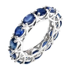 925 Sterling Silver Ring Oval Sapphire Kanchanaburi Natural Gemstone Jewelry