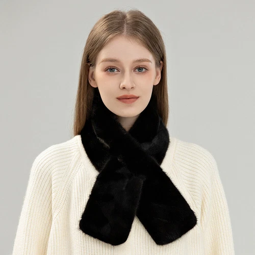 Cuello de bufanda de piel de visón real envolvente - Imagen 13 de 17