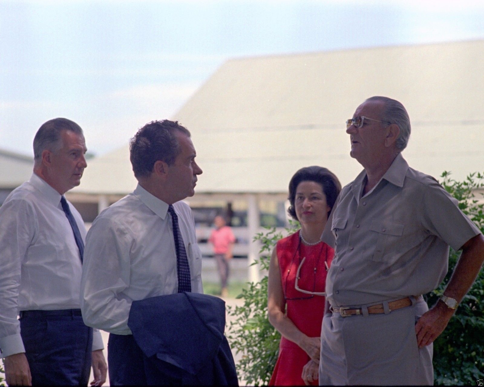 Richard Nixon and Spiro Agnew visit Lyndon Johnson at LBJ Ranch New 11x17 Photo