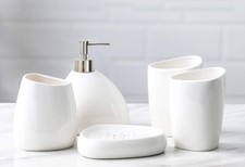 White Ceramic Bathroom Accessory Set, Bathroom Vanity Countertop Set Of 5