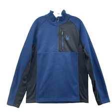 Spyder Core Sweater Mens Large Blue 1/4 Zip Gorpcore Tech Performance Sportswear