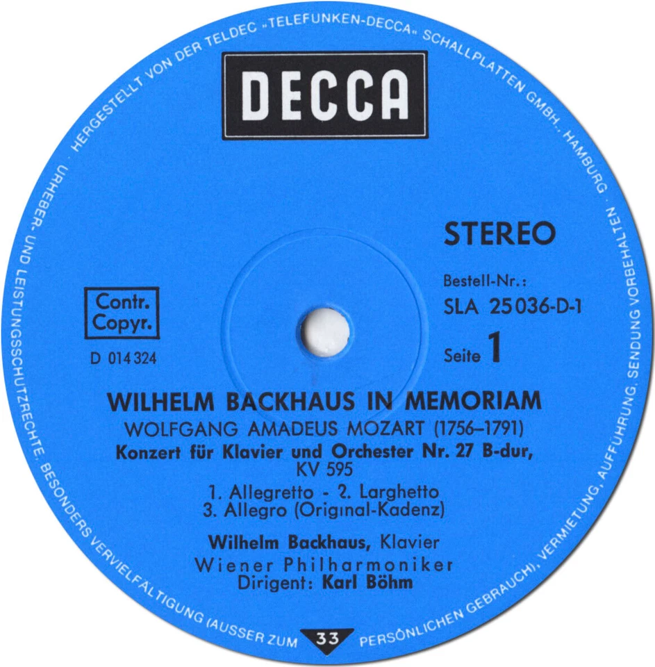5LP BACKHAUS In Memoriam MOZART BEETHOVEN SCHUMANN BRAHMS CHOPIN Decca SLA-25036 - Image 3 of 3