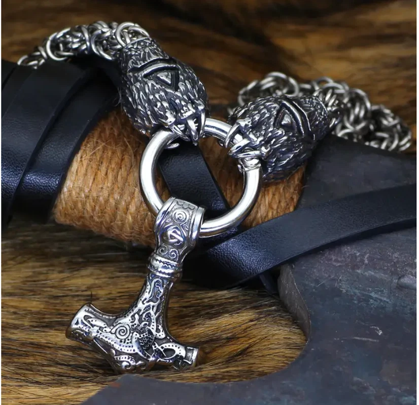 Viking Vintage Bärenklaue Halskette Thor Hammer Anhänger Mode Punk Hip Hop Schmu - Bild 2 von 4